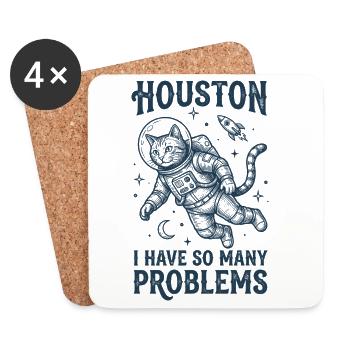 Astronauten Katze Houston so viele Probleme - Untersetzer (4er-Set) - Weiß - Vorne