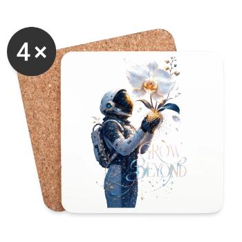 Astronaut und Blumen wachsen jenseits - Untersetzer (4er-Set) - Weiß - Vorne