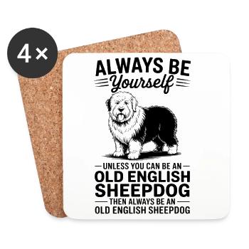Old English Sheepdog Spruch Witz Bobtail Geschenk  - Untersetzer (4er-Set) - Weiß - Vorne