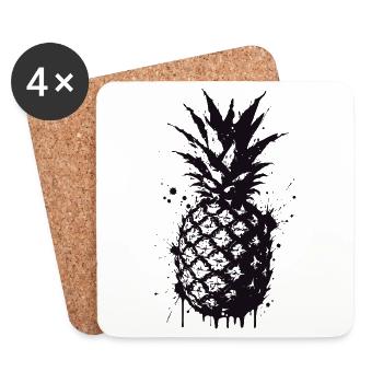 Pineapple Splash Black - Coasters (set of 4) - white - Front