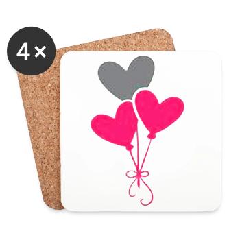 Heart Balloons Love - Coasters (set of 4) - white - Front