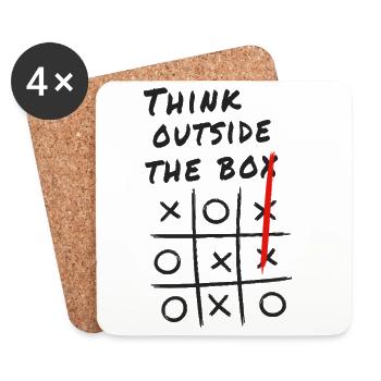 Think Outside the Box – Creative Tic-Tac-Toe - Coasters (set of 4) - white - Front