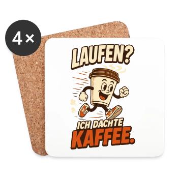 Laufen? Ich dachte Kaffee – Lustiger Spruch - Untersetzer (4er-Set) - Weiß - Vorne