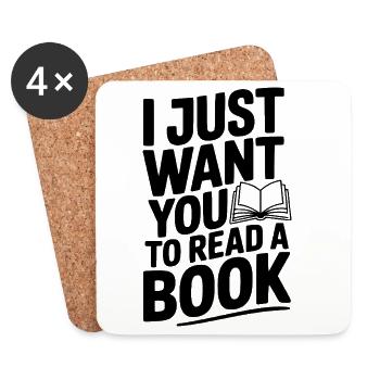 Je veux juste que tu lises un livre - Dessous de verre (lot de 4) - blanc - Devant