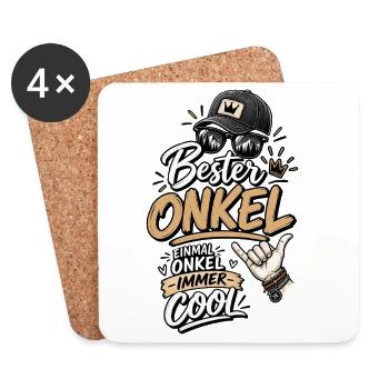 Bester Onkel: Einmal Onkel, Immer Cool - Untersetzer (4er-Set) - Weiß - Vorne