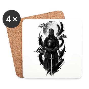 SPORTS-KENDO Karaté Judo Akido Arts Martiaux Kendo - Dessous de verre (lot de 4) - blanc - Devant
