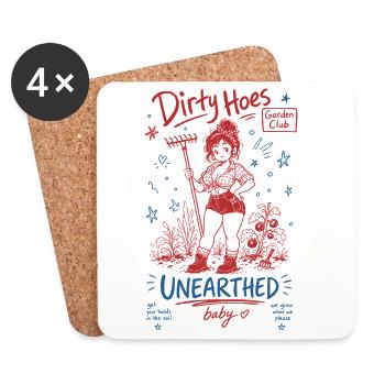Le club de jardinage Dirty Hoes a déterré le jardinage biologique - Dessous de verre (lot de 4) - blanc - Devant