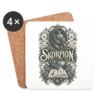 Skorpion – Leidenschaftlich & geheimnisvoll - Untersetzer (4er-Set) - Weiß - Vorne