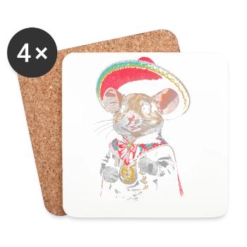 Mariachi-Maus - Untersetzer (4er-Set) - Weiß - Vorne