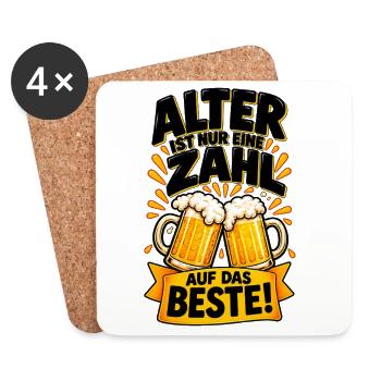 Alter ist nur eine Zahl – Prost - Untersetzer (4er-Set) - Weiß - Vorne
