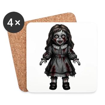 Gruselige Horror Puppe Halloween Geschenk  - Untersetzer (4er-Set) - Weiß - Vorne