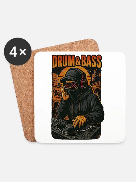 Schlagzeug und Bass - Untersetzer (4er-Set) - Weiß