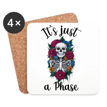 Halloween floral Skelett just a phase - Untersetzer (4er-Set) - Weiß - Vorne