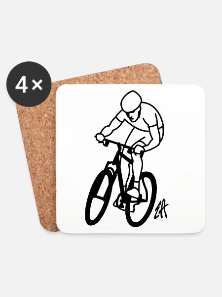 Mountainbike - Untersetzer (4er-Set) - Weiß