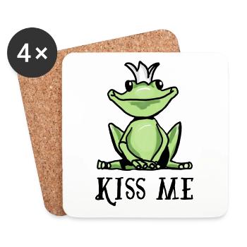 Embrasse-moi la grenouille - Dessous de verre (lot de 4) - blanc - Devant