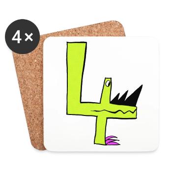 cool number for the 4th birthday for all monster fans - Coasters (set of 4) - white - Front