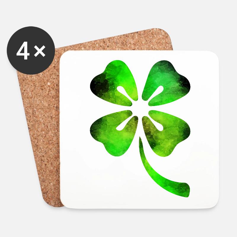 Kleeblatt Aquarell St. Patricks Day - Untersetzer (4er-Set) - Weiß