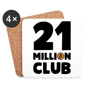 Bitcoin 21 Million Club Blockchain Motto - Untersetzer (4er-Set) - Weiß - Vorne