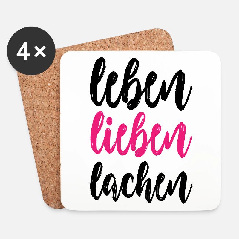 leben lieben lachen - Untersetzer (4er-Set) - Weiß