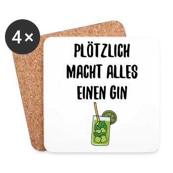 PLÖTZLICH MACHT ALLES EINEN GIN Bar Getränk - Untersetzer (4er-Set) - Weiß - Vorne