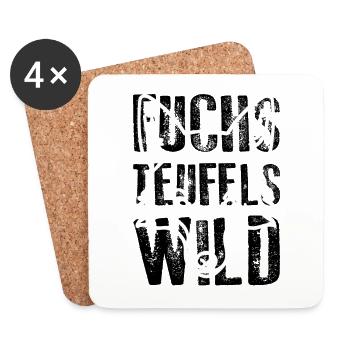 FUCHS TEUFELS WILD Humor Spaß - Untersetzer (4er-Set) - Weiß - Vorne