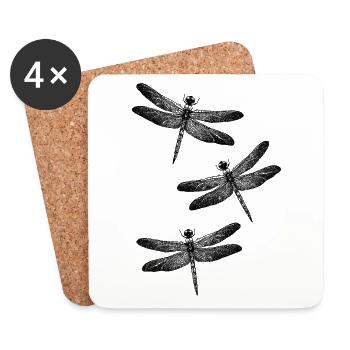 Dragonflies Trio Insects Nature - Coasters (set of 4) - white - Front