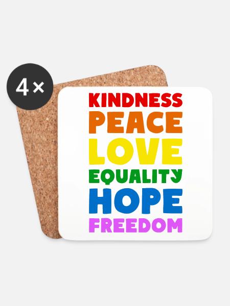 KINDNESS PEACE LOVE EQUALITY HOPE FREEDOM - Untersetzer (4er-Set) - Weiß