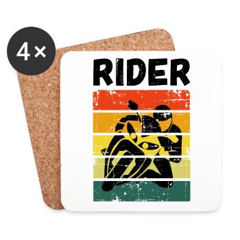 RIDER Moto Motocycliste - Dessous de verre (lot de 4) - blanc - Devant