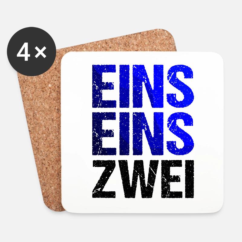 EINS EINS ZWEI Blaulicht Notruf - Untersetzer (4er-Set) - Weiß