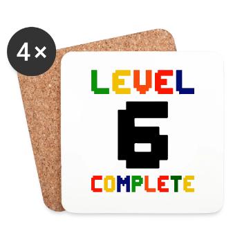 Level 6 Complete Gamer 6. Geburtstag - Untersetzer (4er-Set) - Weiß - Vorne