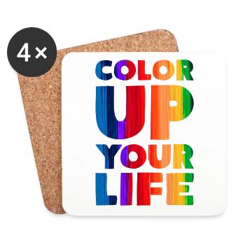Color Up Your Life Colorful - Coasters (set of 4) - white - Front