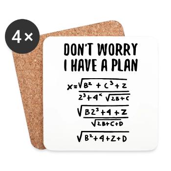 Don't Worry I Have Plan Mathematik Humor - Untersetzer (4er-Set) - Weiß - Vorne