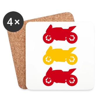 Motorrad Flagge Spanien - Untersetzer (4er-Set) - Weiß - Vorne