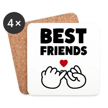 Meilleurs amis Petit doigt Serment - Dessous de verre (lot de 4) - blanc - Devant