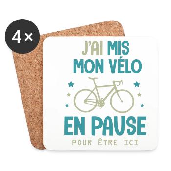 Cadeau vélo velo Humour velos sport cycliste - Dessous de verre (lot de 4) - blanc - Devant