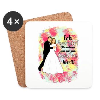 Lustige Sprüche für Junggesellenabschied - Untersetzer (4er-Set) - Weiß - Vorne