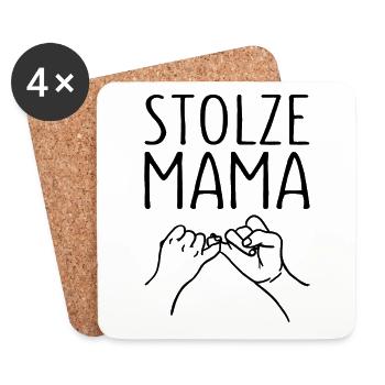 Stolze Mama Kleiner Fingerschwur Mutter - Untersetzer (4er-Set) - Weiß - Vorne