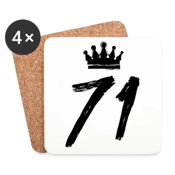 71 Zahl Krone - Untersetzer (4er-Set) - Weiß - Vorne