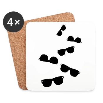 symbole d’icône de lunettes de soleil - Dessous de verre (lot de 4) - blanc - Devant