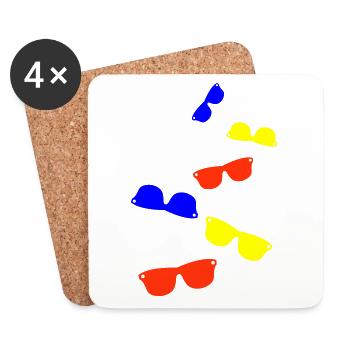 symbole d’icône de lunettes de soleil - Dessous de verre (lot de 4) - blanc - Devant