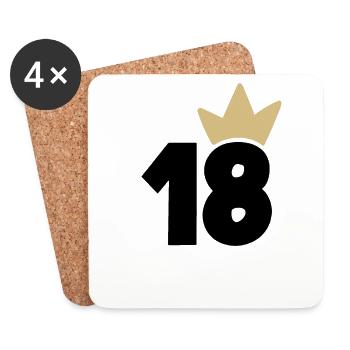 18 Crown number 18 - Coasters (set of 4) - white - Front