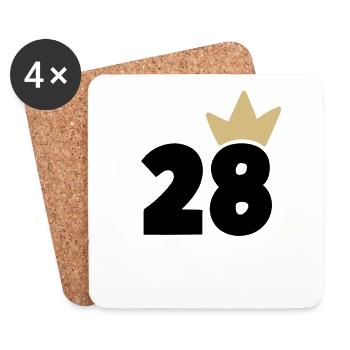 28 Numéro de couronne 28 - Dessous de verre (lot de 4) - blanc - Devant