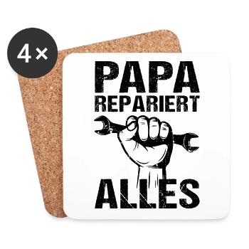 Papa repariert alles Vater Papa - Untersetzer (4er-Set) - Weiß - Vorne