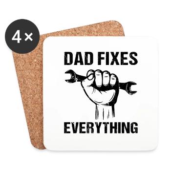 Papa répare tout papa papa papa - Dessous de verre (lot de 4) - blanc - Devant