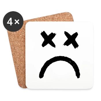 Smiley Crossed Eyed Sad Smiley - Untersetzer (4er-Set) - Weiß - Vorne