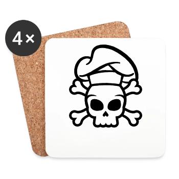 Koch Skull Chef’s Hat Cooking - Dessous de verre (lot de 4) - blanc - Devant