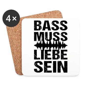 Bass Muss Liebe Sein Techno Musik - Untersetzer (4er-Set) - Weiß - Vorne