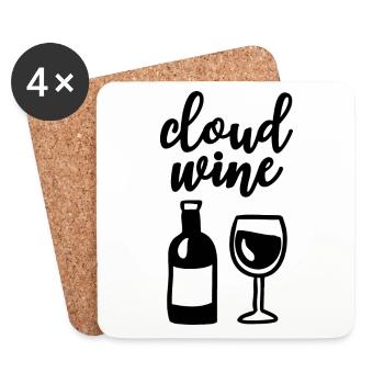 Cloud Wine Weinglas Weinflasche Weinliebhaber - Untersetzer (4er-Set) - Weiß - Vorne