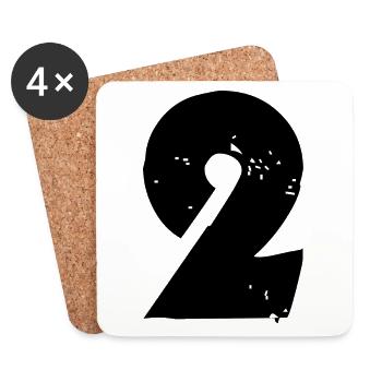 2 Nombre - Dessous de verre (lot de 4) - blanc - Devant
