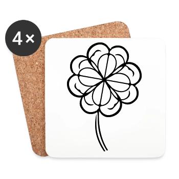 Symbole du trèfle - Dessous de verre (lot de 4) - blanc - Devant